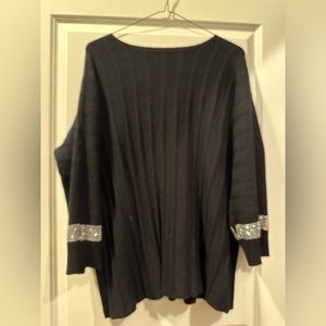 Sweet Lady black sweater with rhinestone sleeves